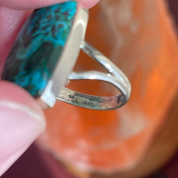 Malachite in Chrysocolla silver ring size 8 - Picture 5 of 5